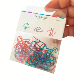 24pcs Mixed Colour Steel Umbrella Plane Paper Clips Bookmark