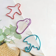 24pcs Mixed Colour Steel Umbrella Plane Paper Clips Bookmark