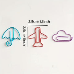 24pcs Mixed Colour Steel Umbrella Plane Paper Clips Bookmark