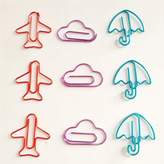 24pcs Mixed Colour Steel Umbrella Plane Paper Clips Bookmark