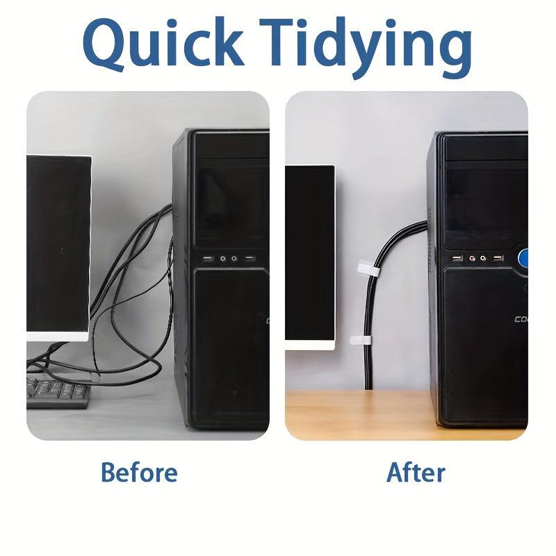 10pcs Adhesive Hook And Loop Cable Organizers