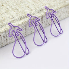 10pcs Purple Eggplant Vegetable Paper Clips