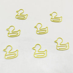 30pcs Yellow Ducks Metal Paper Clips Bookmarks For Office School Stationery