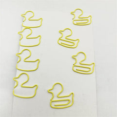 30pcs Yellow Ducks Metal Paper Clips Bookmarks For Office School Stationery