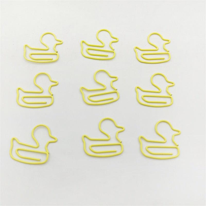 30pcs Yellow Ducks Metal Paper Clips Bookmarks For Office School Stationery