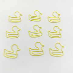 30pcs Yellow Ducks Metal Paper Clips Bookmarks For Office School Stationery