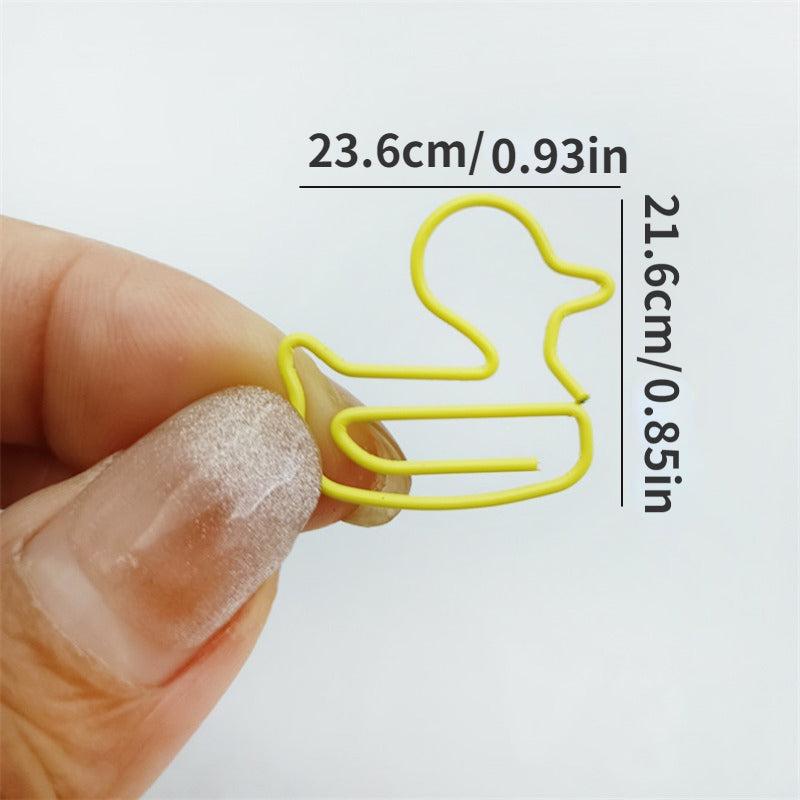 30pcs Yellow Ducks Metal Paper Clips Bookmarks For Office School Stationery