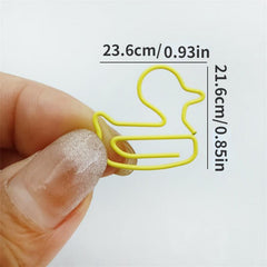30pcs Yellow Ducks Metal Paper Clips Bookmarks For Office School Stationery