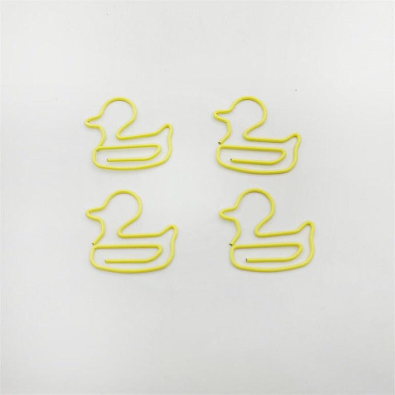 30pcs Yellow Ducks Metal Paper Clips Bookmarks For Office School Stationery