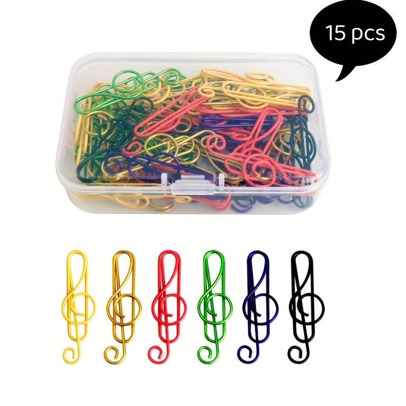 15pcs Musical Character Paper Clips for School & Office Supplies