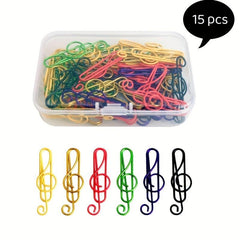 15pcs Musical Character Paper Clips for School & Office Supplies