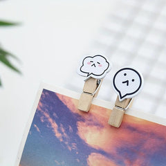 10pcs Photo Clip With Hemp Rope Dorm Decor Small Wooden Clip