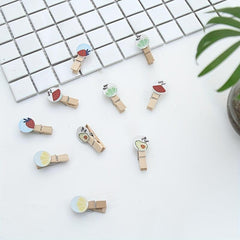10pcs Photo Clip With Hemp Rope Dorm Decor Small Wooden Clip