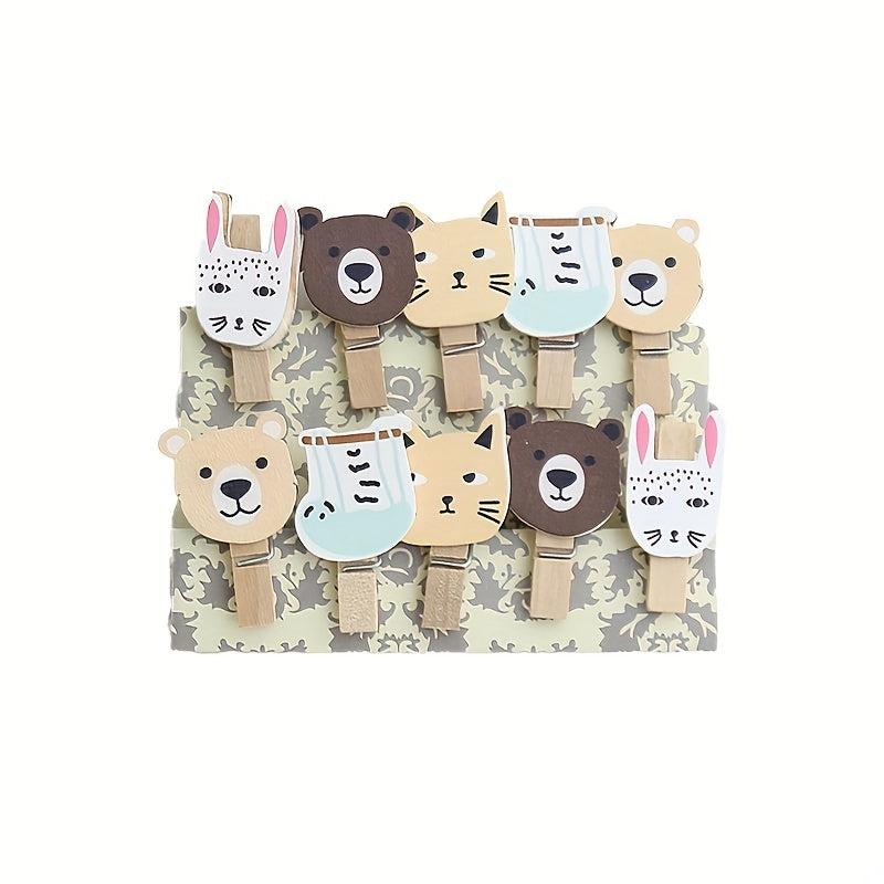 10pcs Photo Clip With Hemp Rope Dorm Decor Small Wooden Clip