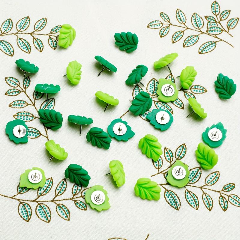 30pcs Leaf Shaped Drawing Pins For Bulletin Boards Office School Supplies