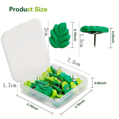 30pcs Leaf Shaped Drawing Pins For Bulletin Boards Office School Supplies