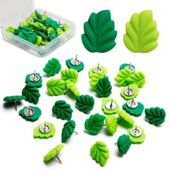 30pcs Leaf Shaped Drawing Pins For Bulletin Boards Office School Supplies