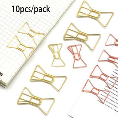 10 Pcs Paper Clips Bowknot Shape Holder Office School Home Supplies