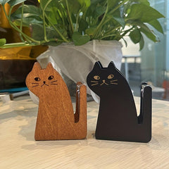 Kitten Tape Cutter with Wooden Base