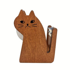 Kitten Tape Cutter with Wooden Base