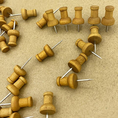 30pcs Thumbtacks Cork Nails Preschool Push Pins Solid Wood I-shaped Nails