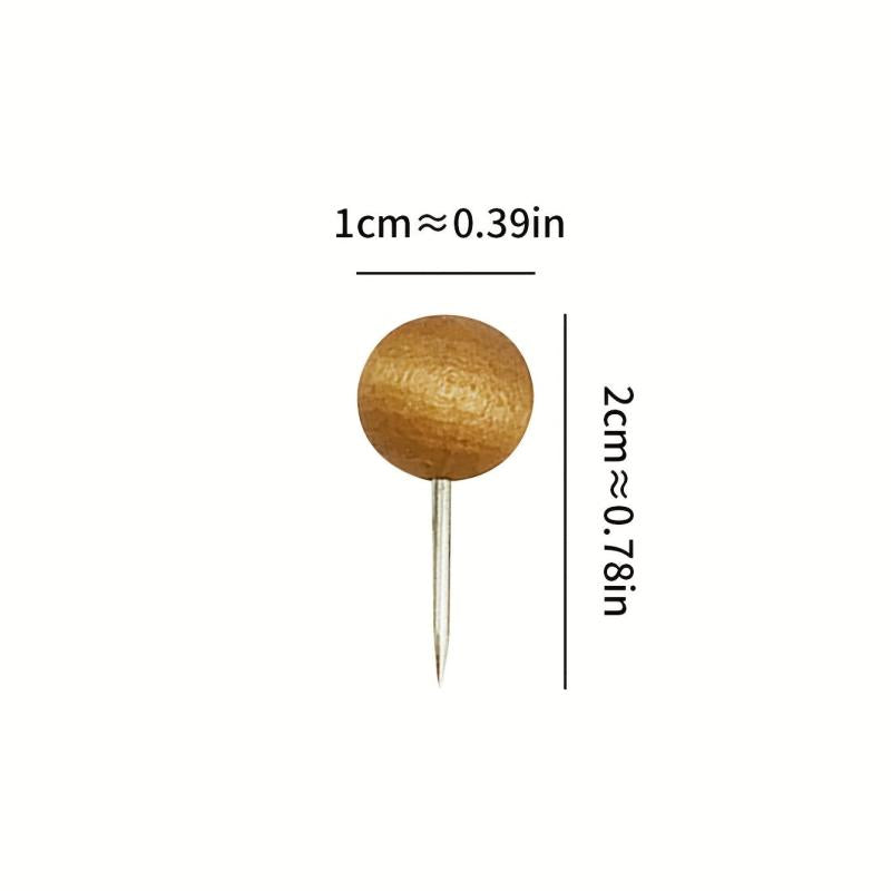 30pcs Thumbtacks Cork Nails Preschool Push Pins Solid Wood I-shaped Nails