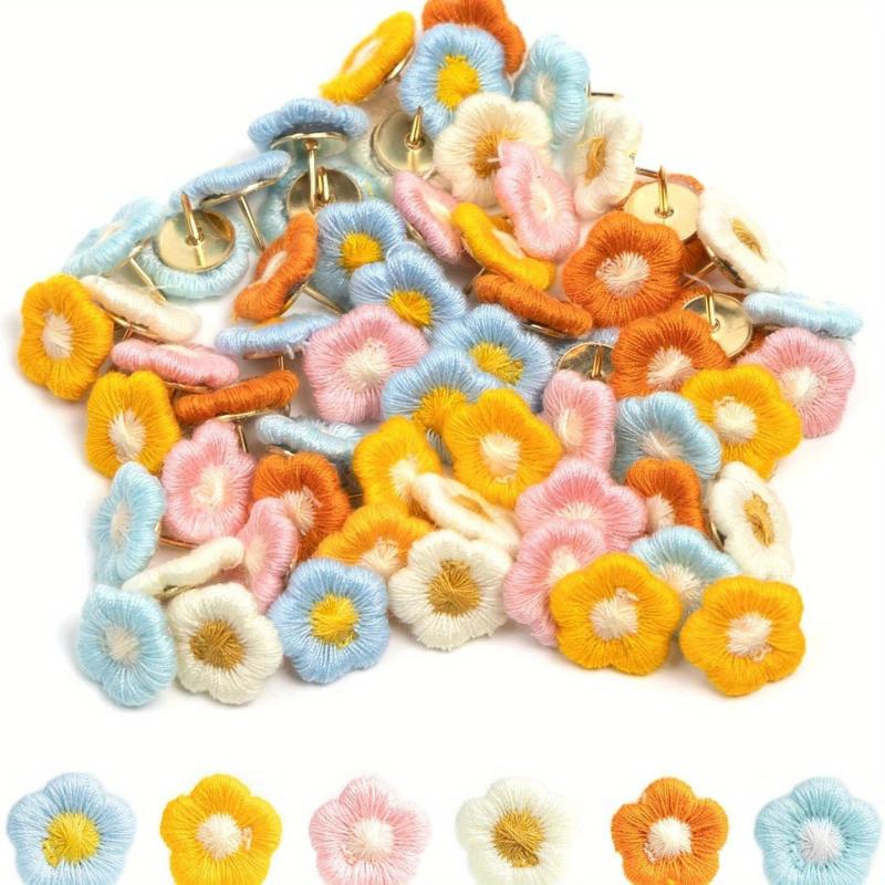 40 Pcs Colorful Flower Push Pins for Office Desk