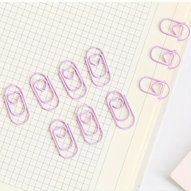 40pcs Macaron Colored Love Pins Stainless Steel Paper Clips Bookmarks