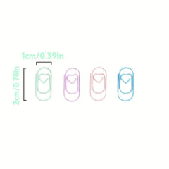 40pcs Macaron Colored Love Pins Stainless Steel Paper Clips Bookmarks