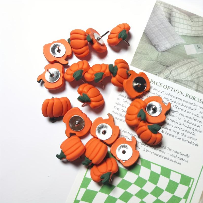 20pcs Pumpkin Shaped Push Pins Thumb Tacks for Bulletin Board