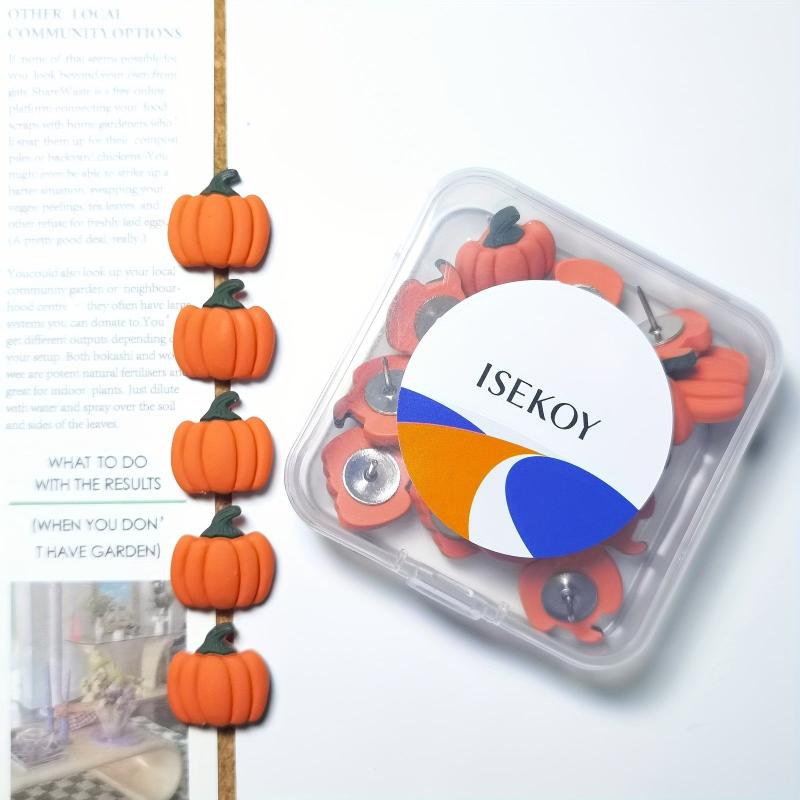 20pcs Pumpkin Shaped Push Pins Thumb Tacks for Bulletin Board
