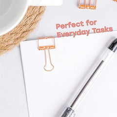Rose Golden Small Binder Clips 20pcs Stainless Steel Office Supplies