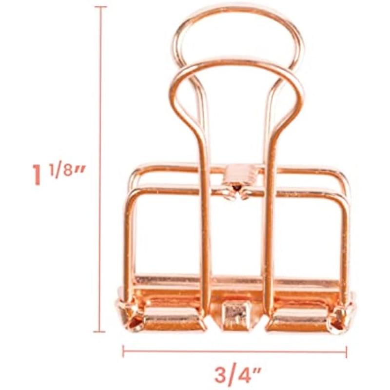 Rose Golden Small Binder Clips 20pcs Stainless Steel Office Supplies