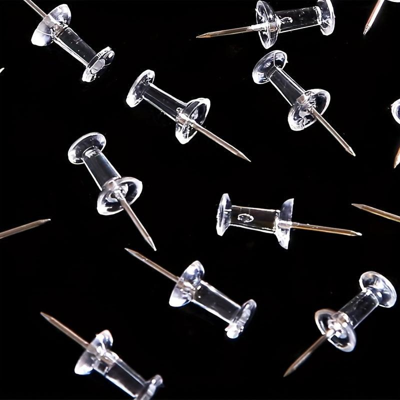 200 Transparent Plastic Head Steel Nails for Walls Cork Boards Home Office
