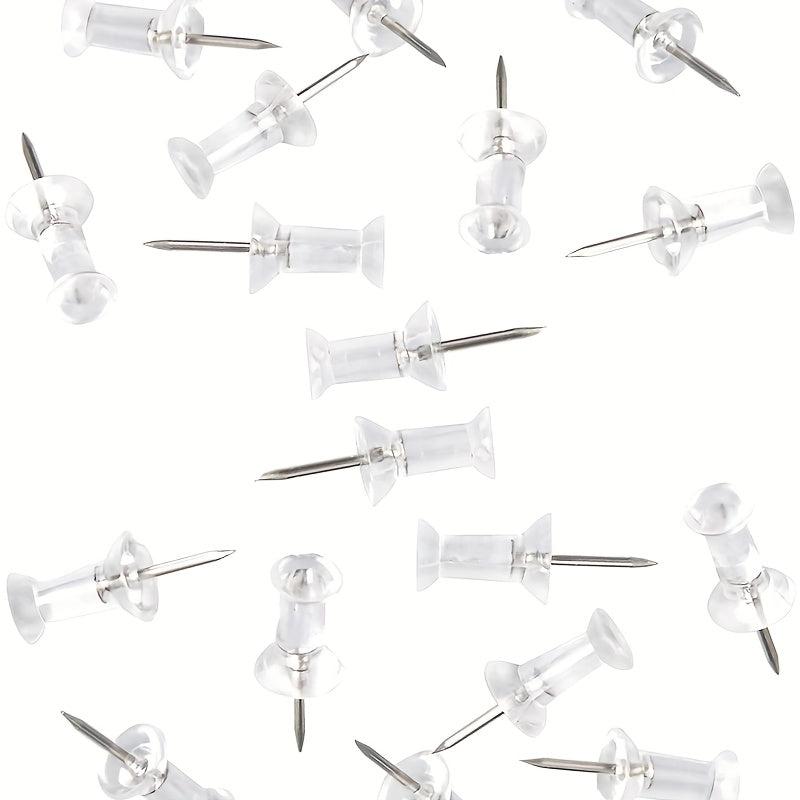 200 Transparent Plastic Head Steel Nails for Walls Cork Boards Home Office