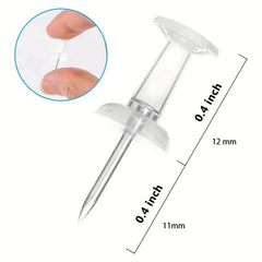 200 Transparent Plastic Head Steel Nails for Walls Cork Boards Home Office