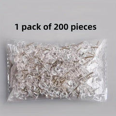 200 Transparent Plastic Head Steel Nails for Walls Cork Boards Home Office