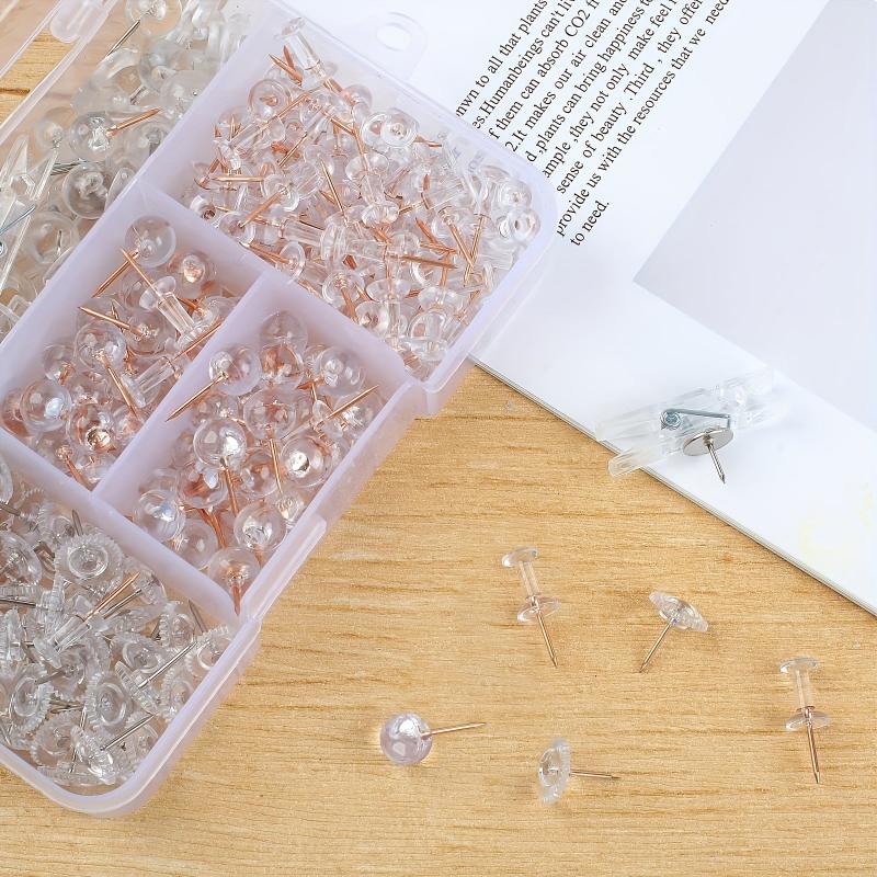 140pcs Clear Push Pins Set 5 Styles Thumb Tacks Clear Plastic Head Pushpins