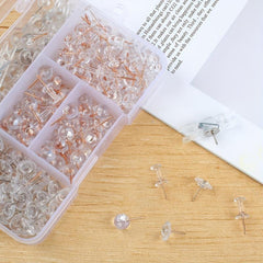 140pcs Clear Push Pins Set 5 Styles Thumb Tacks Clear Plastic Head Pushpins