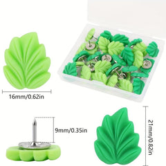 30pcs Leaves Push Pins Resin Leaf Decorative Thumbtacks Cork Board Office
