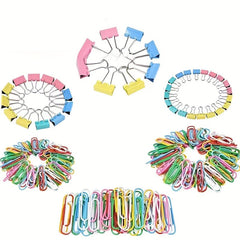 300pcs Colored Office Clips Set Paper Clamps Paperclips Rubber Bands