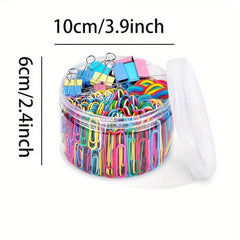 300pcs Colored Office Clips Set Paper Clamps Paperclips Rubber Bands