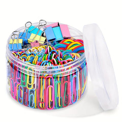 300pcs Colored Office Clips Set Paper Clamps Paperclips Rubber Bands