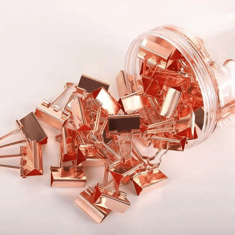 40pcs 19mm Rose Golden Binder Paper Clip Long Tail Clip Barrel Ticket