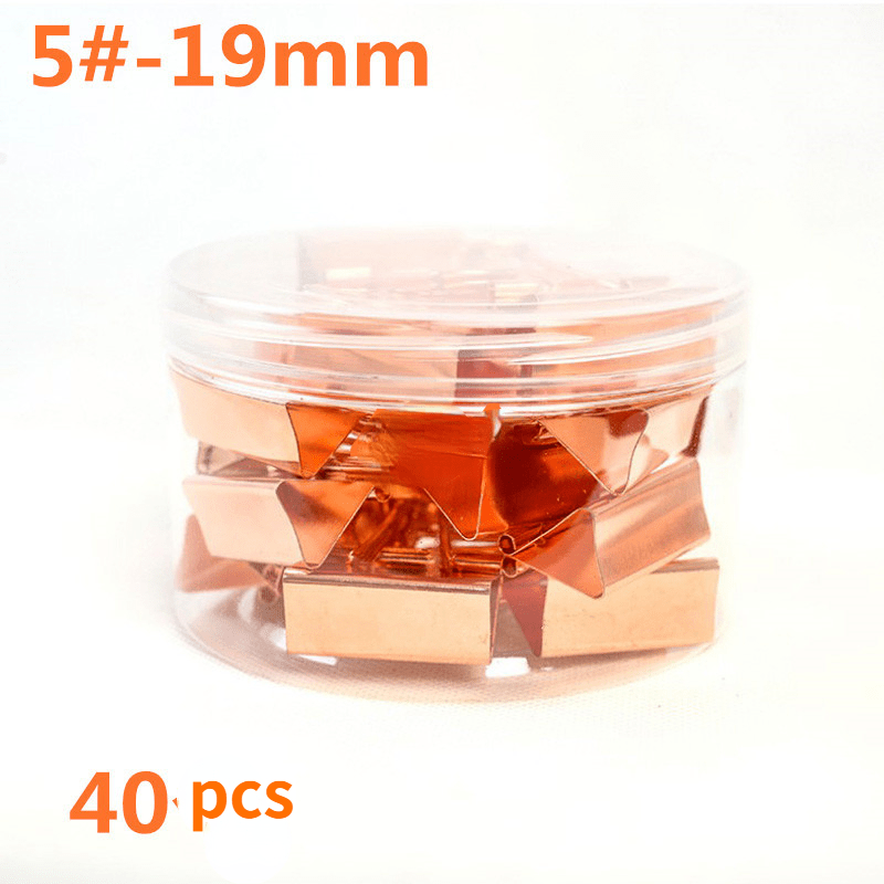 40pcs 19mm Rose Golden Binder Paper Clip Long Tail Clip Barrel Ticket