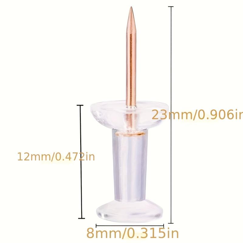 100 Clear Plastic Head Push Pins Steel Point for Home Office Craft