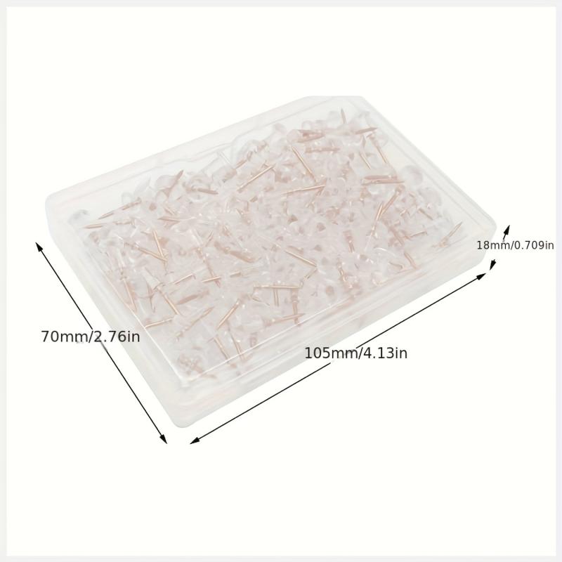 100 Clear Plastic Head Push Pins Steel Point for Home Office Craft