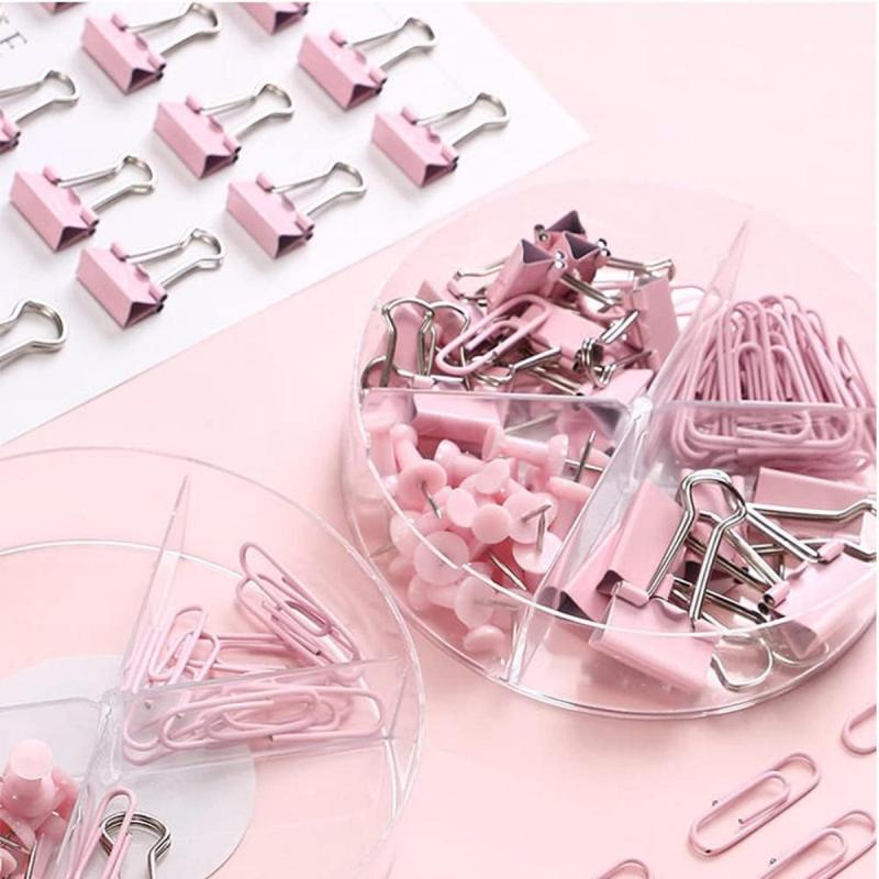 Durable Paper Clip Set for Documents 216 Pieces Pink Green Rose Golden