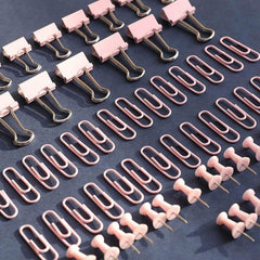 Durable Paper Clip Set for Documents 216 Pieces Pink Green Rose Golden