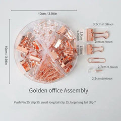Durable Paper Clip Set for Documents 216 Pieces Pink Green Rose Golden